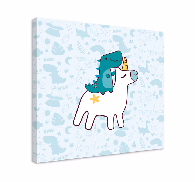 Obraz a jednorožcom dinosaurus na jednorožcovi - Tenstickers