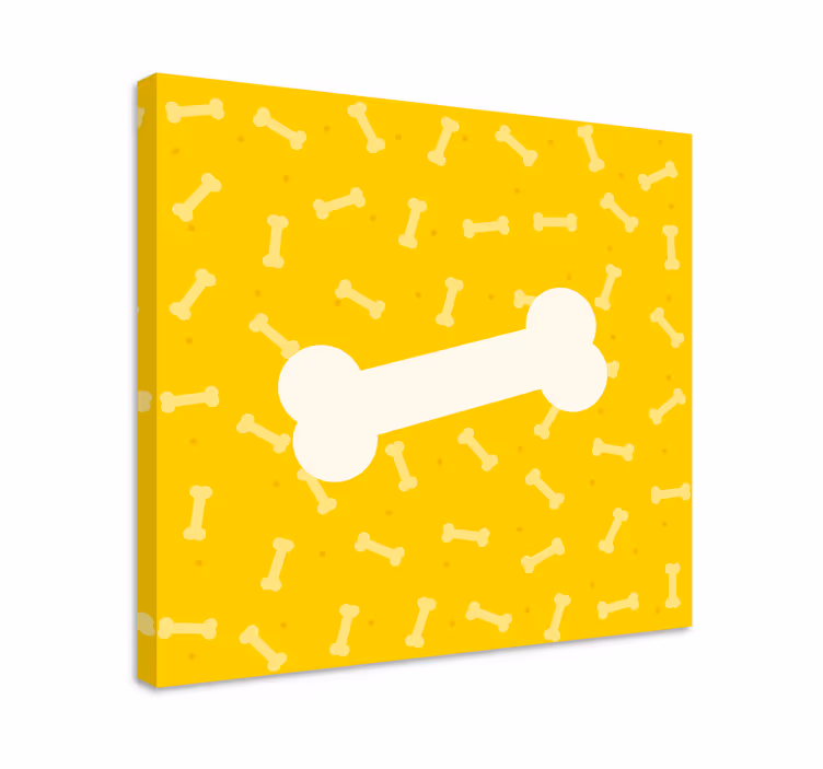 Roztomilé žlté pozadie psie kosti na plátne - Tenstickers