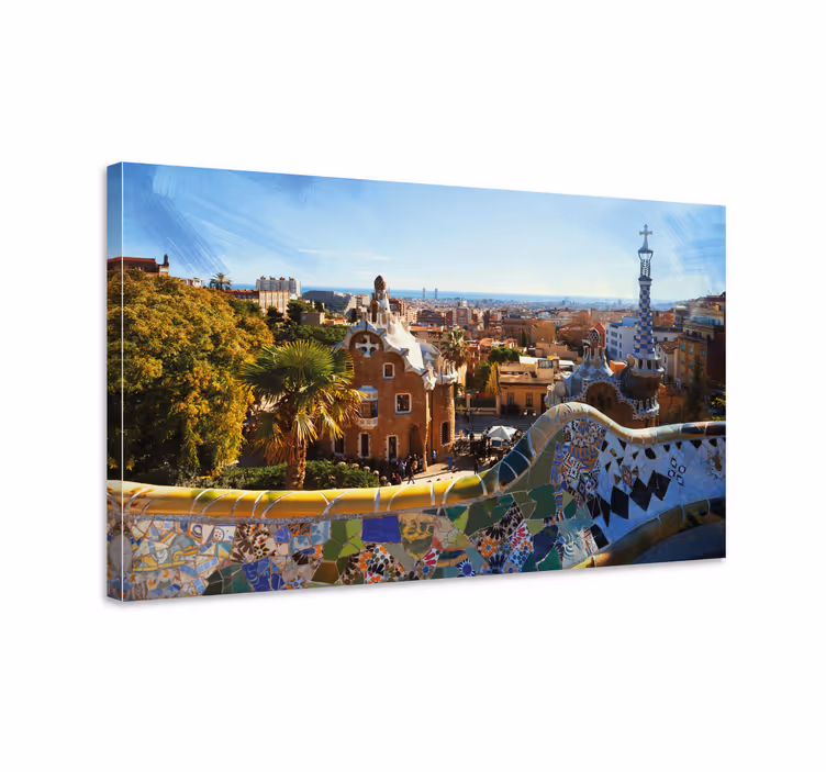 obraz mesto pohľad na barcelonskú mozaiku - Tenstickers