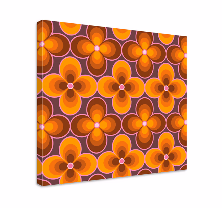 Kvetinové retro groovy vzor retro obrazy na stenu - Tenstickers