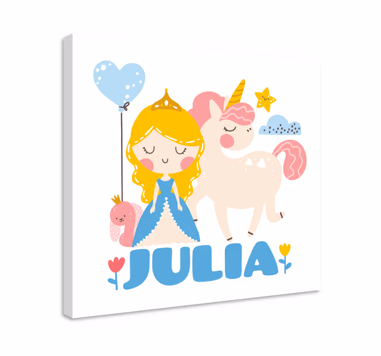 Detský obraz na stenu princezná s jednorožcom - Tenstickers