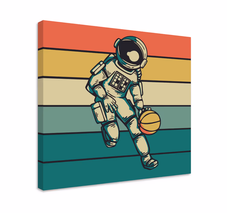 Obraz na stenu šport kozmonaut hrajúci basketbal - Tenstickers