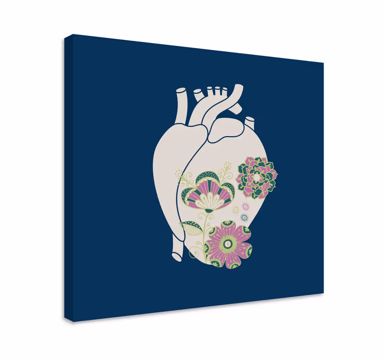 Anatomické srdce s kvetinovým obrazy na stenus červenými kvetmi - Tenstickers