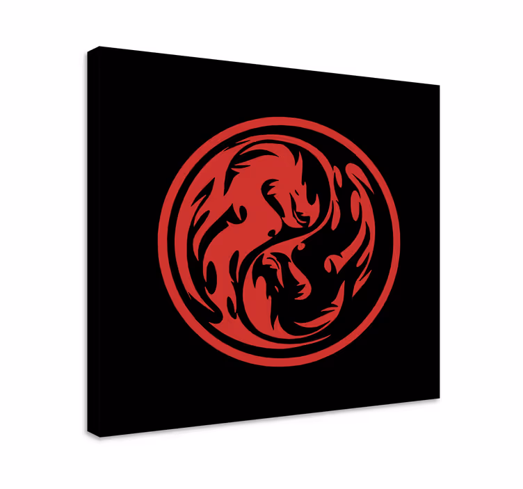 Výtlačky na stenu čierny a červený drak jin -jang - Tenstickers