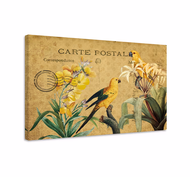 Elegantný obraz vintage vtáčej pohľadnice - Tenstickers