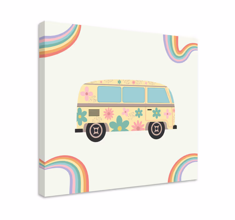 Iné plátno kvetinová retro dodávka - Tenstickers