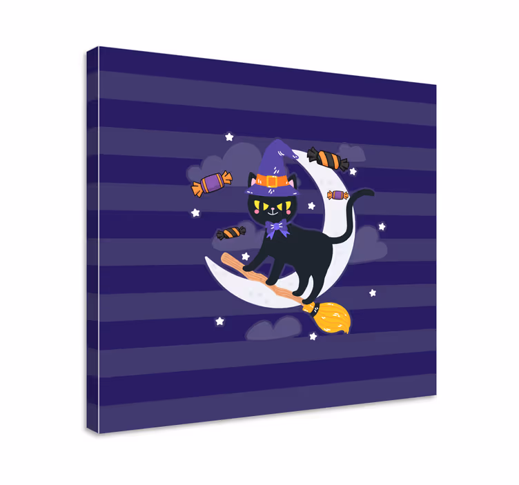 Obraz mačky čarodejnice s čiernou mačkou - Tenstickers