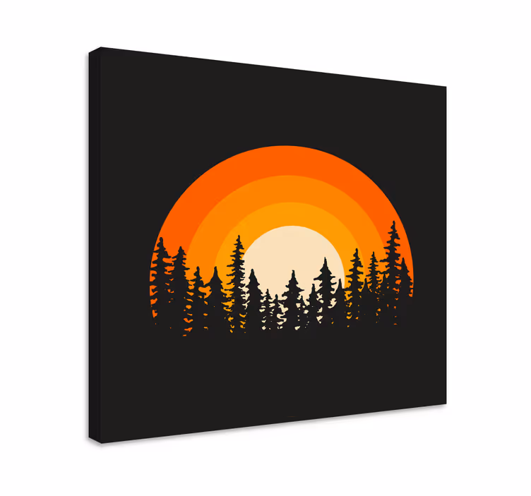 Obraz panoráma štýlová silueta západu slnka - Tenstickers