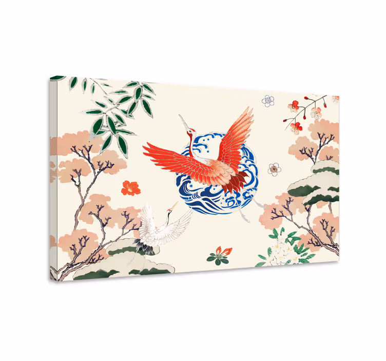 Chinoiserie červené retro obrazy na stenu - Tenstickers