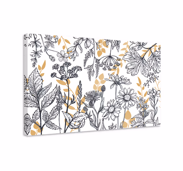 „glamour floral“ so zlatým kvetinovým plátnom - Tenstickers
