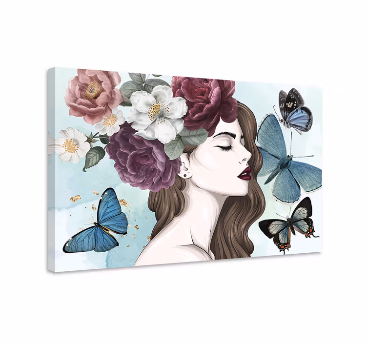 Glamour žena a kvety obraz - Tenstickers