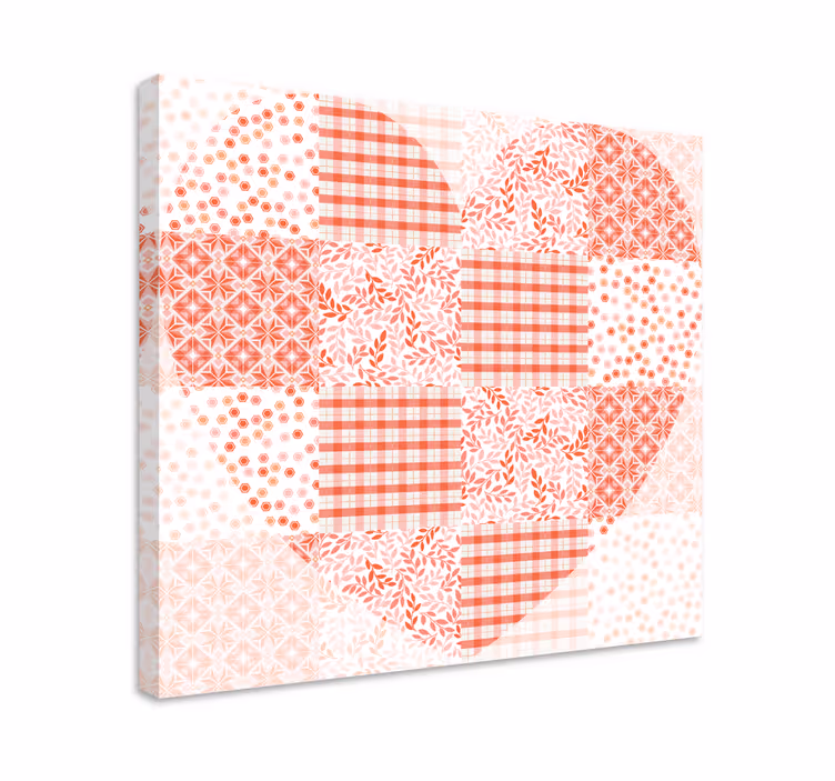 Patchwork červené srdce dizajnové retro obrazy na stenu - Tenstickers