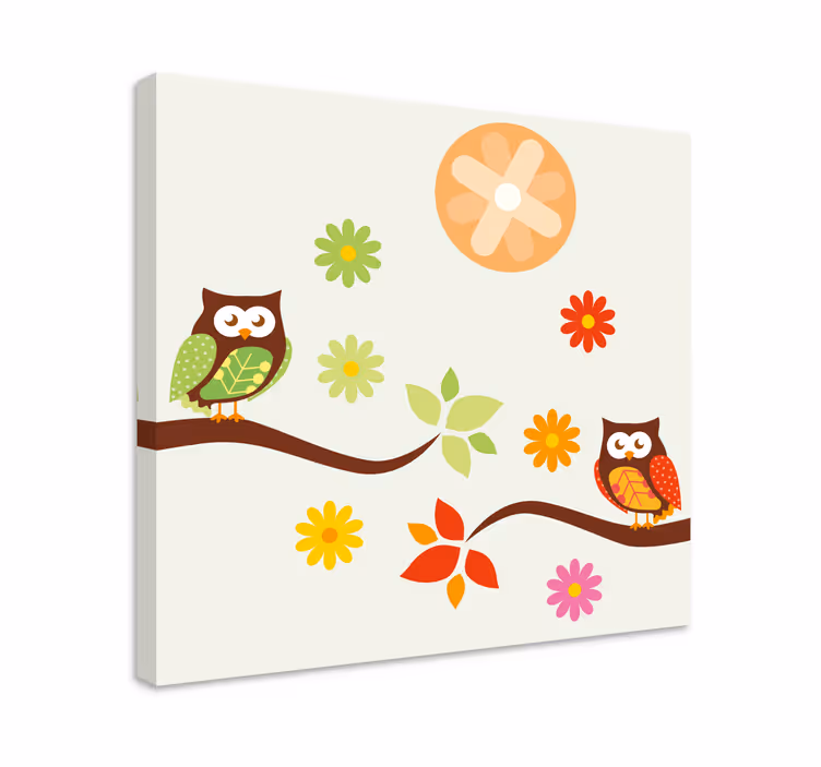 Kreslený obraz na stenu so sovami - Tenstickers