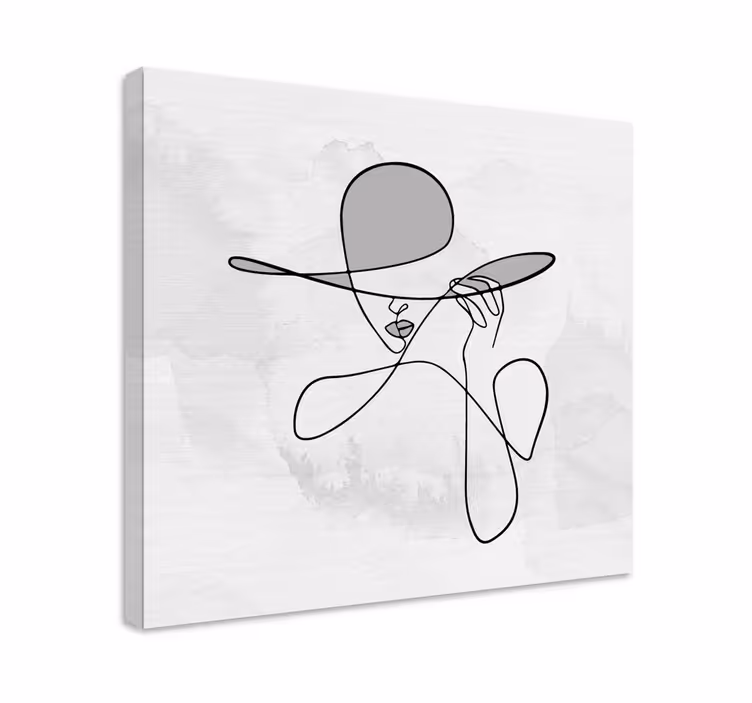 Minimalistická žena s klobúkom vstupná hala obrazy na stenu - Tenstickers