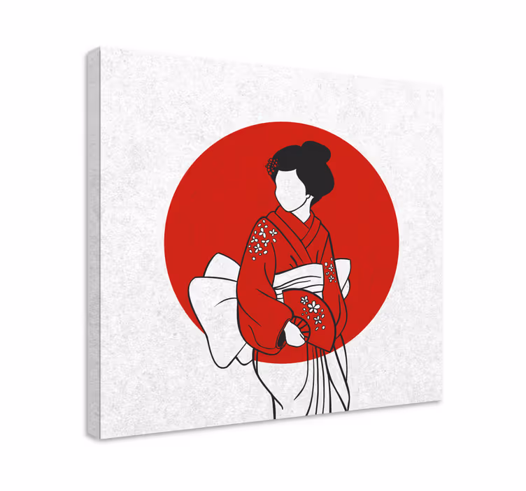 Štvorcový obraz východu tradičnej kimono elegancie - Tenstickers