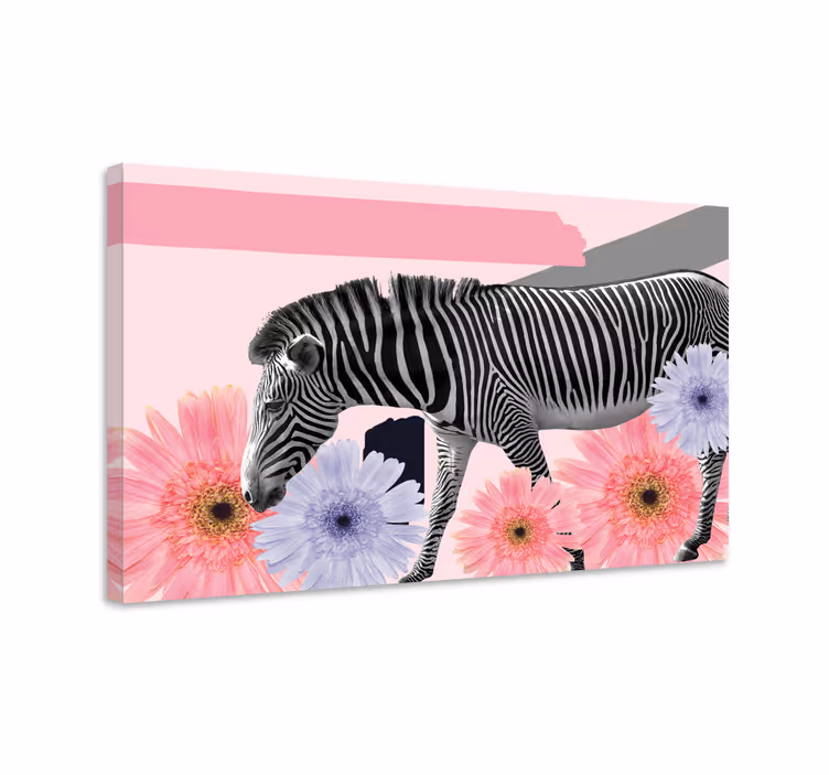 Obraz zvierat zebra medzi kvetmi - Tenstickers