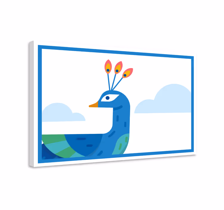 obraz zvierat štylizovaný modrý páv - Tenstickers