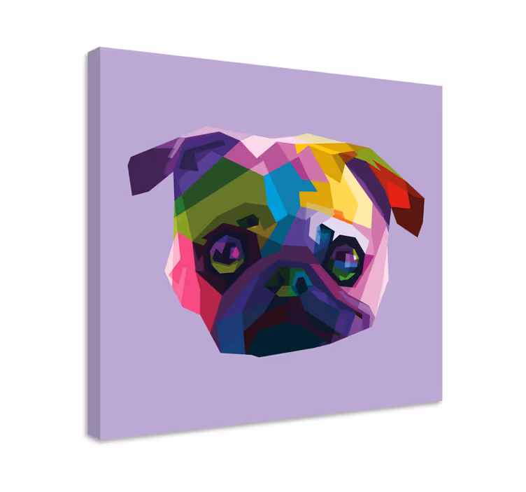 Obrazy na obrazy na stenugeometrické-zvieratá mops pes - Tenstickers