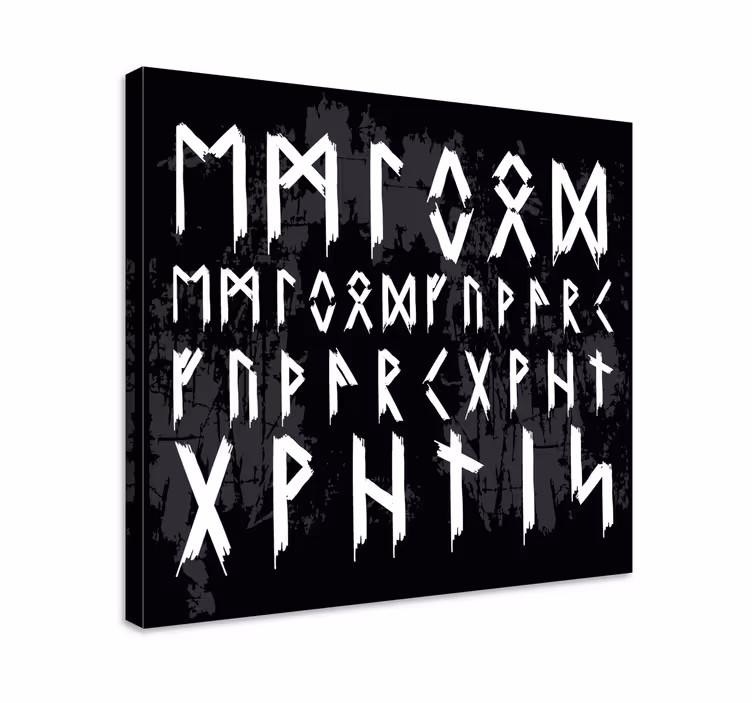 Vikingská abeceda vintage severské obrazy na plátne - Tenstickers
