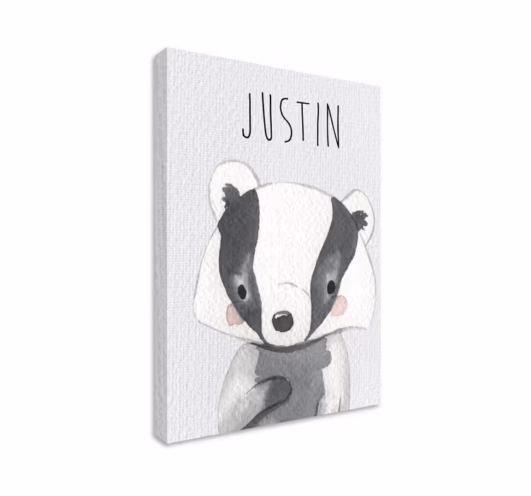obraz do detskej izby mláďa jazveca s menom - Tenstickers