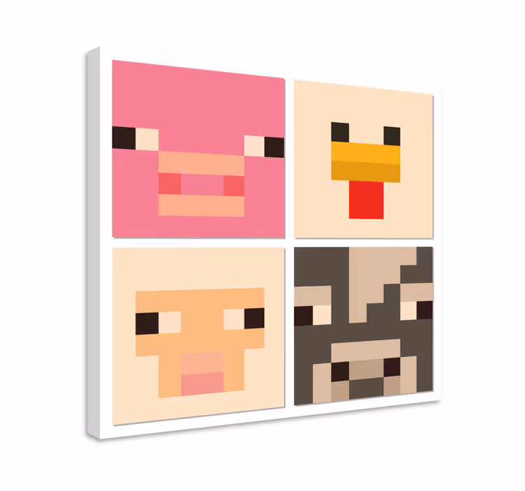 obraz na stenu videohry pixelové umenie zvieracie tváre - Tenstickers