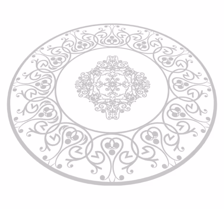 biely vinylový koberec guľatý damask - Tenstickers