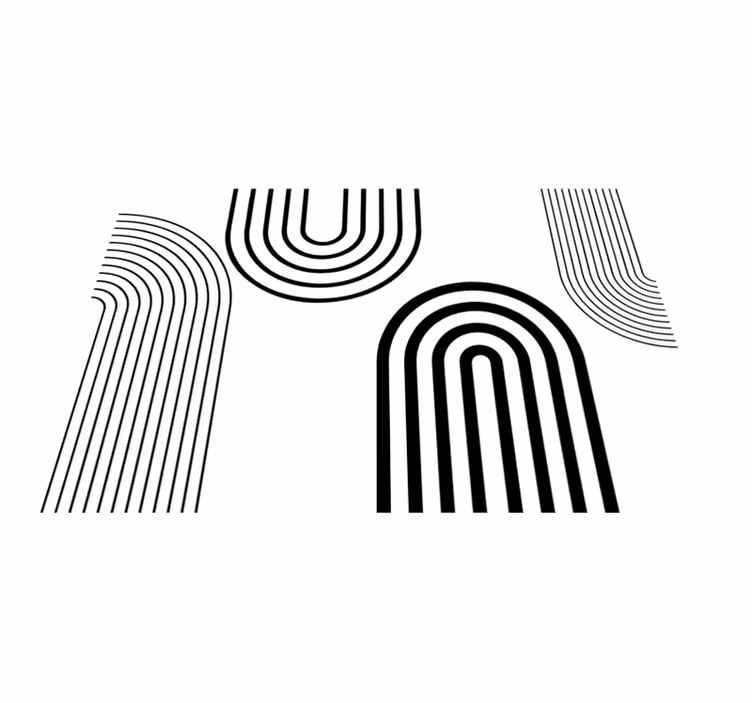 biely vinylový koberec tenké minimalistické čierne oblúky - Tenstickers