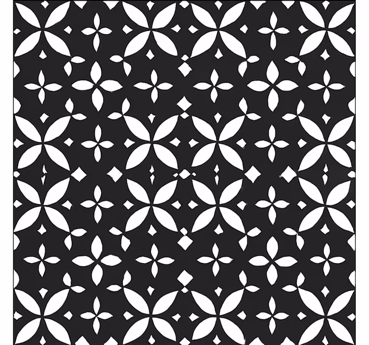 vinylový koberec do jedálne čierny kvetinový geometrický - Tenstickers