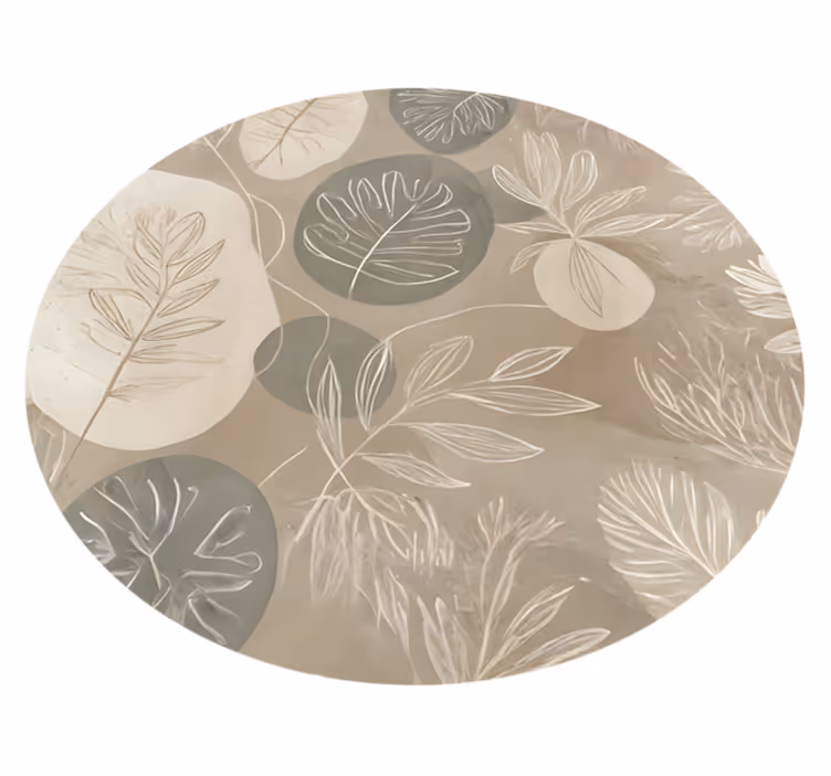 vinylový koberec do jedálne neutrálny botanický abstrakt - Tenstickers