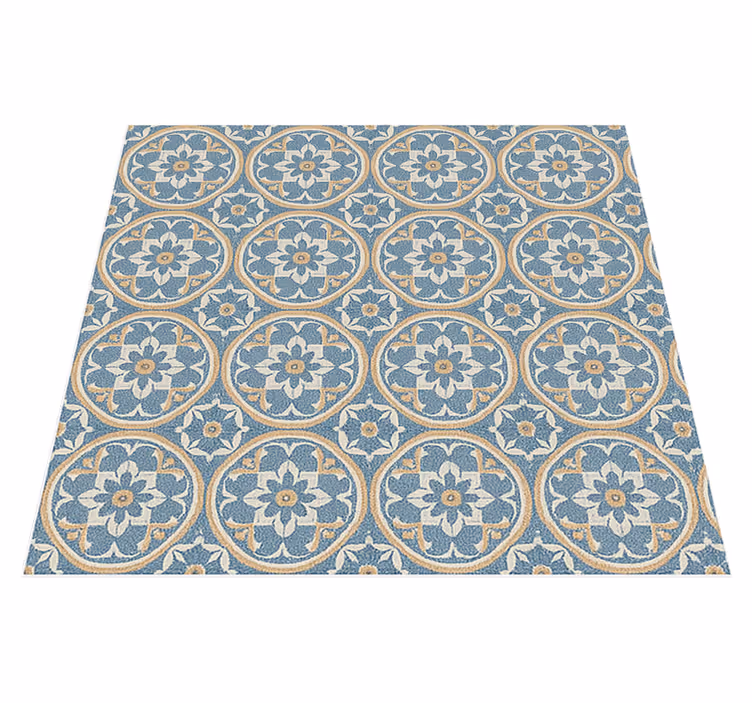 Vinylový koberec do obývačky v štýle azulejo - Tenstickers
