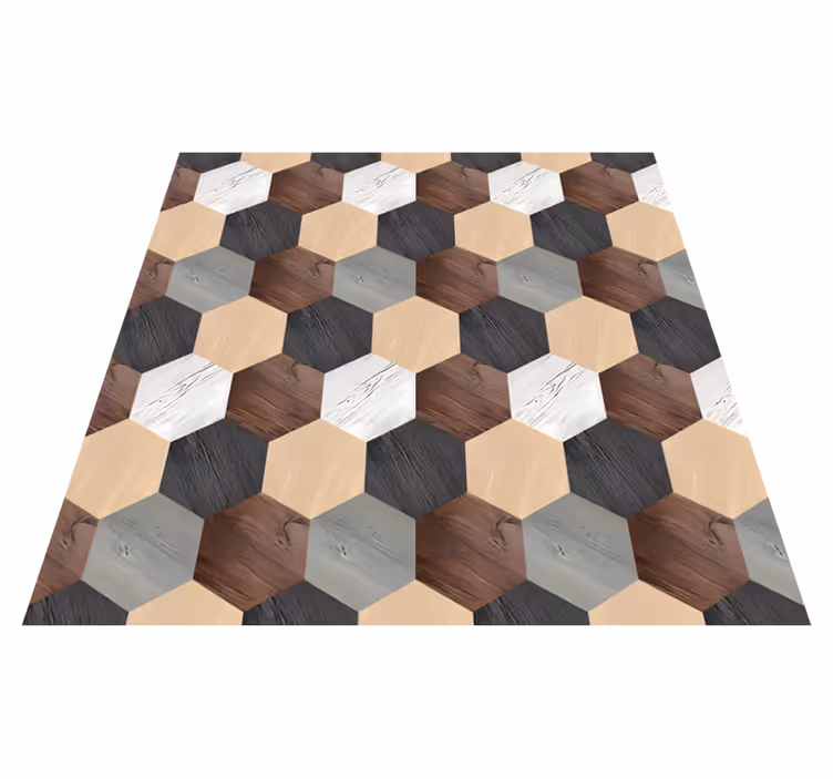 Vinylový koberec do kuchyne z miešaných drevených hexagónov - Tenstickers