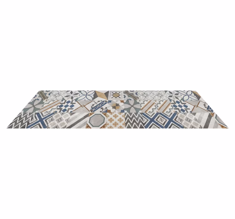 Vinylový koberec do kuchyne eklektický geometrický patchwork - Tenstickers