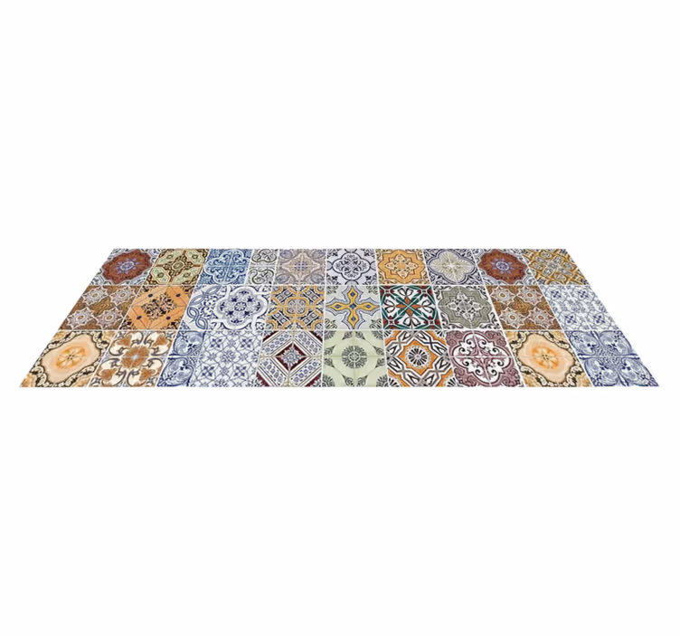 Vinylový koberec do kuchyne ekletický stredomorský patchwork - Tenstickers