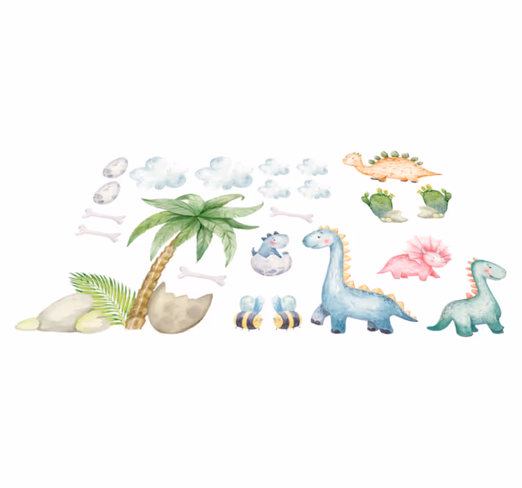 Vinylové koberce zvieratá roztomilé akvarelové dinosaury - Tenstickers