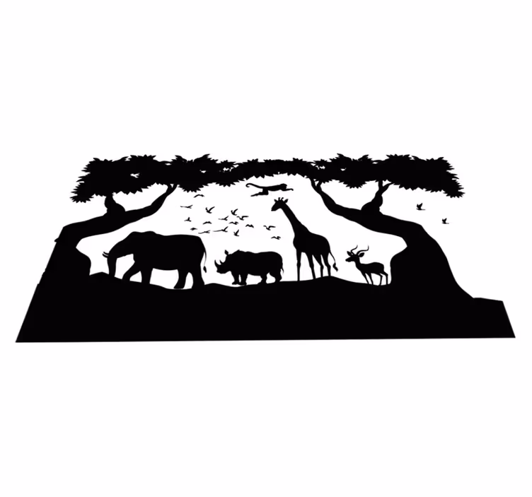 Vinylové koberce zvieratá Čierna a biela savana - Tenstickers