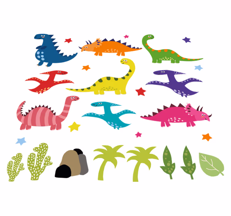 Vinylové koberce zvieratá severské dinosaury farebný set - Tenstickers