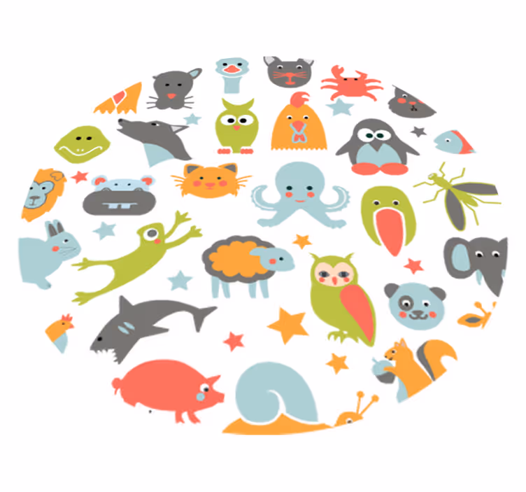 Vinylové koberce zvieratá v kruhu - Tenstickers