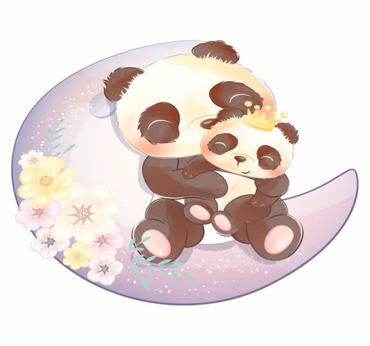 Vinylové koberce zvieratá dve pandy na mesiaci - Tenstickers