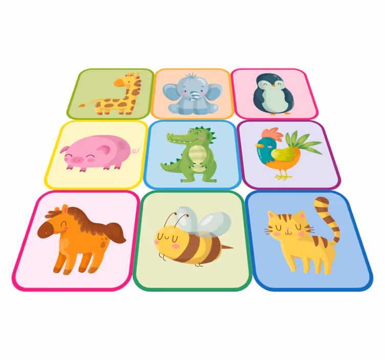 Vinylové koberce zvieratá farebné dlaždice - Tenstickers