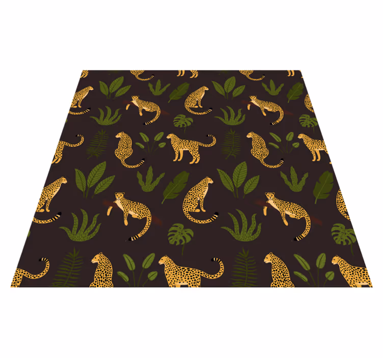 Vinylové koberce zvieratá tmavý botanický a divoký leopard - Tenstickers