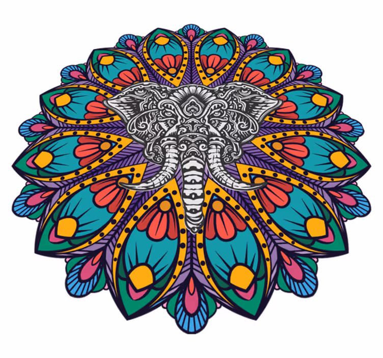 Vinylové koberce zvieratá farebná sloní mandala - Tenstickers