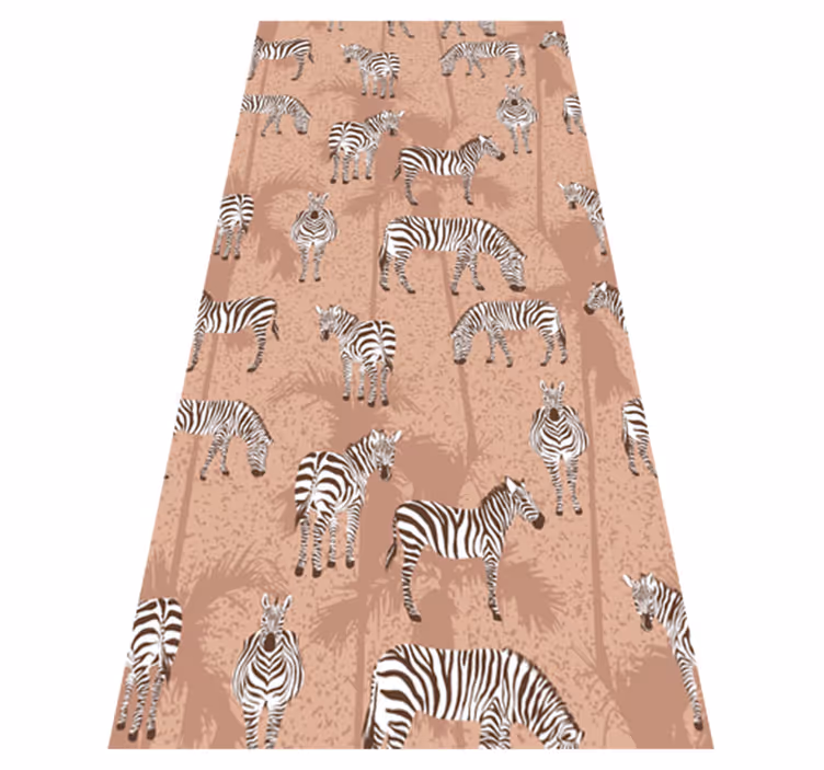 Vinylové koberce zvieratá zebra a palmy hnedé - Tenstickers