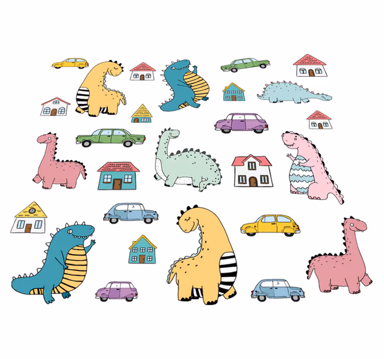 Vinylové koberce zvieratá severské dinosaury v meste - Tenstickers