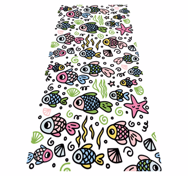 Vinylové koberce zvieratá s multicolor vzorom rýb - Tenstickers