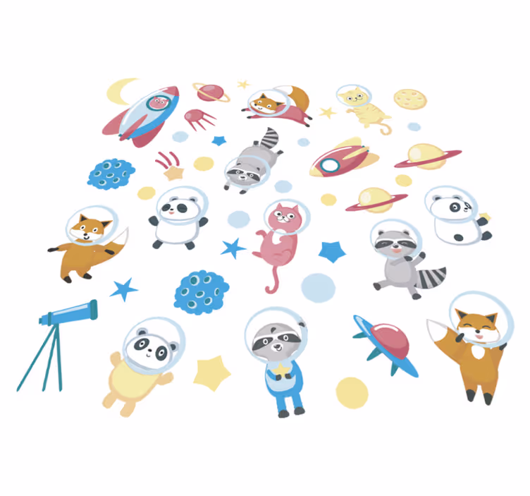 Vinylové koberce zvieratá roztomilé zvieracie astronauti - Tenstickers