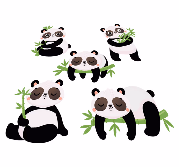 Vinylové koberce zvieratá s roztomilými pandami - Tenstickers