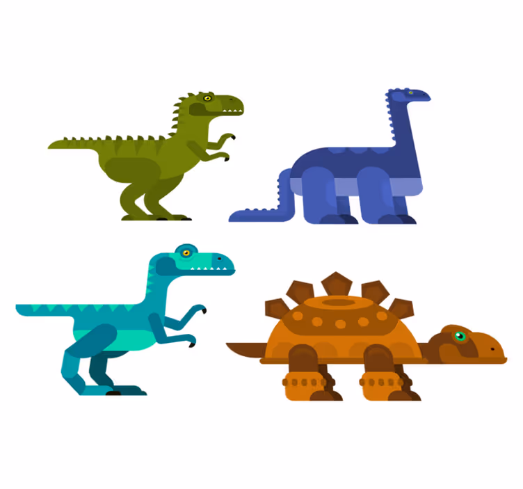 Vinylové koberce zvieratá farebné pohyblivé dinosaury - Tenstickers