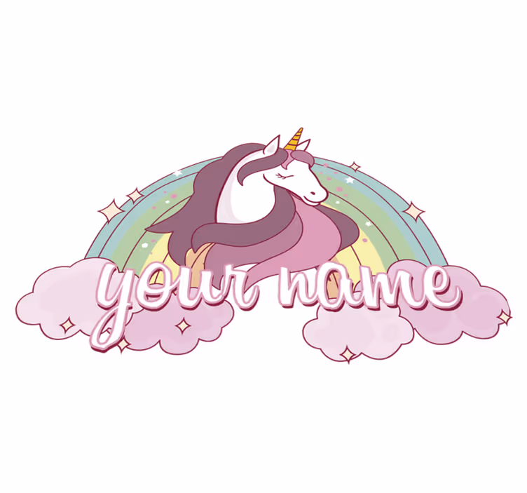 Vinylové koberce zvieratá ružový jednorožec s menom - Tenstickers