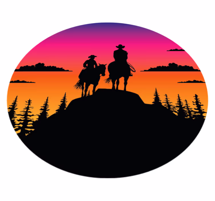 Vinylové koberce zvieratá hory divoký západ a kone - Tenstickers