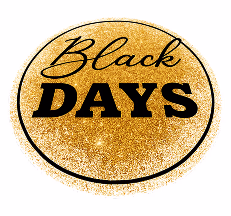 Vinylový koberec black friday biele a zlaté "Čierne dni" - Tenstickers